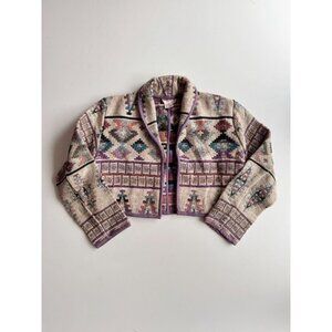 Vintage PHENOMENON KIDS Southwestern Cotton Woven Tapestry Crop Jacket, One Size